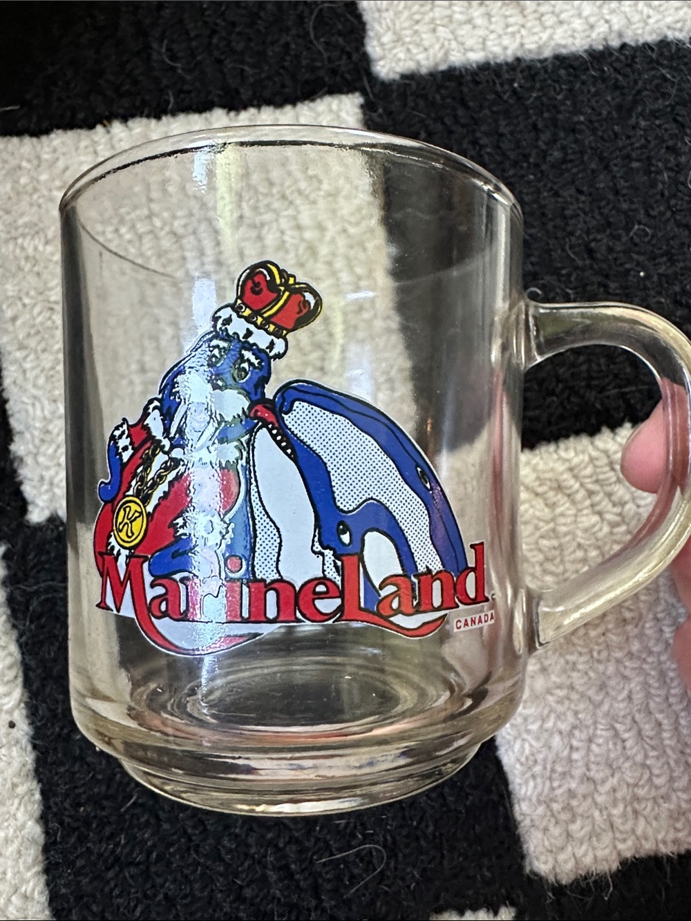 Vintage Marineland Canada Souvenir Glass Mug - Colorful Logo
